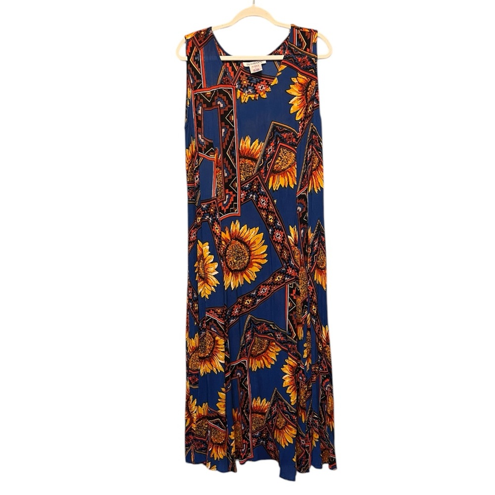 Vintage Roaman's Sunflower Aztec Maxi Dress  Size Large